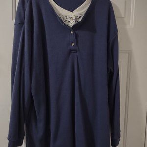 Thermal Shirt. Long sleeve, layered look with Floral inlay